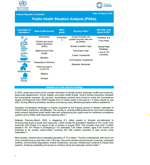 Public Health Situation Analysis - Somalia