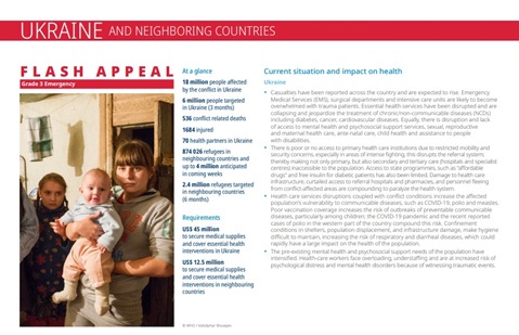 WHO Global Health Emergency Appeal: Ukraine