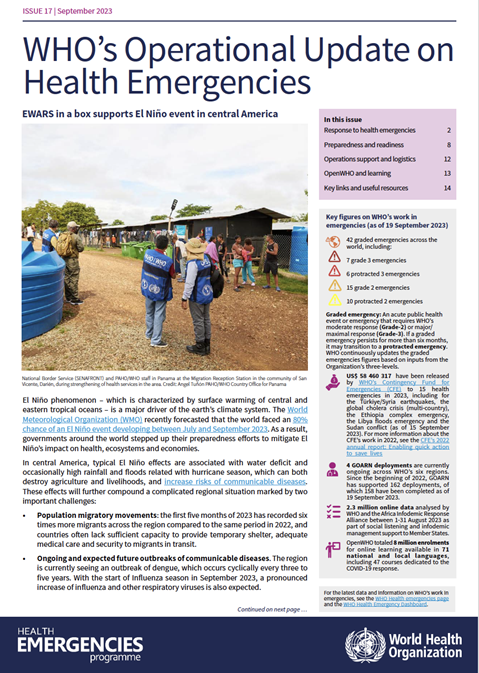 WHO's Operational Update on Health Emergencies - September 2023