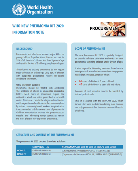 WHO Pneumonia kit 2020 - Information note