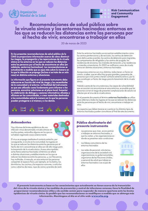 Recomendaciones de salud pública sobrela viruela símica y los entornos hacinados: entornos en los que se reducen las distancias entre las personas por el hecho de vivir, encontrarse o trabajar en ellos