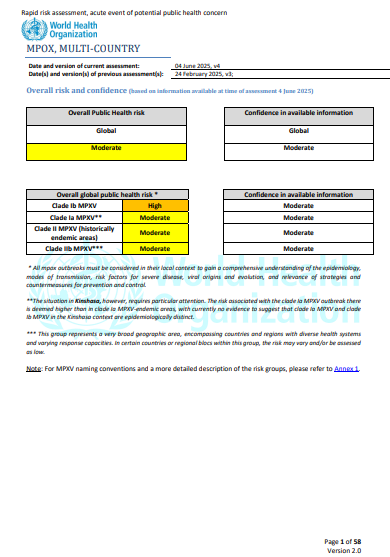 WHO Rapid Risk Assessment - Mpox, Global v.4