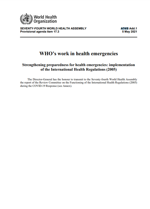 Report of the Review Committee on the Functioning of the International Health Regulations (2005) during the COVID-19 response