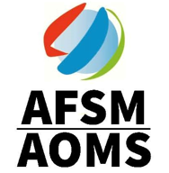 Logo of a light blue globe with red, blue and green lines going across and the text "AFSM/AOMS"