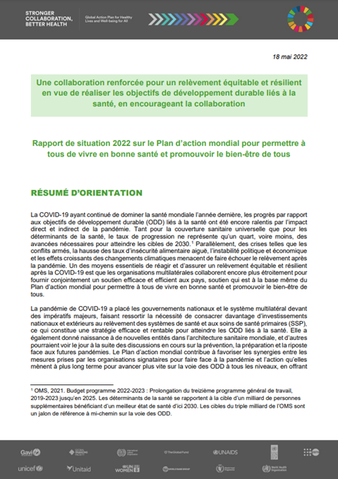Rapport de situation 2022 – Résumé d'orientation