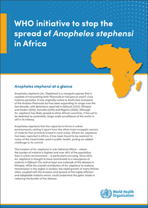 Cover of WHO initiative on the speard of An stephensi