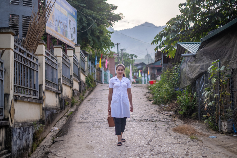 Health worker at her health station