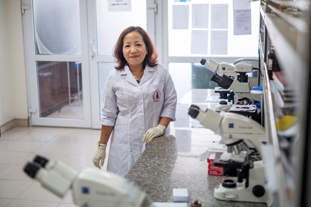 Technician in her laboratory in Hanoi