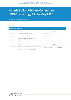 Malaria Policy Advisory Committee to the WHO: Day 1 of the May 2020 meeting