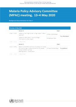 Malaria Policy Advisory Committee to the WHO: Day 2 of the May 2020 meeting