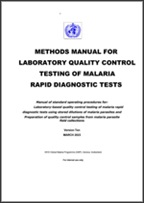 Cover of the methods manual for laboratory quality control testing of malaria RDTs