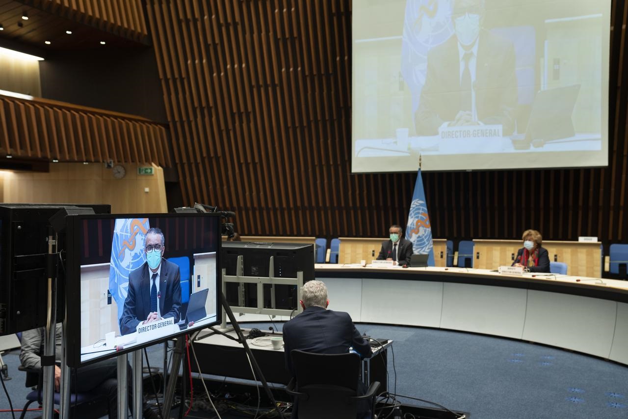 EB147 16NOV2020 104-2 The Executive Board room at WHO Headquarters during EB147 (resumed) session.