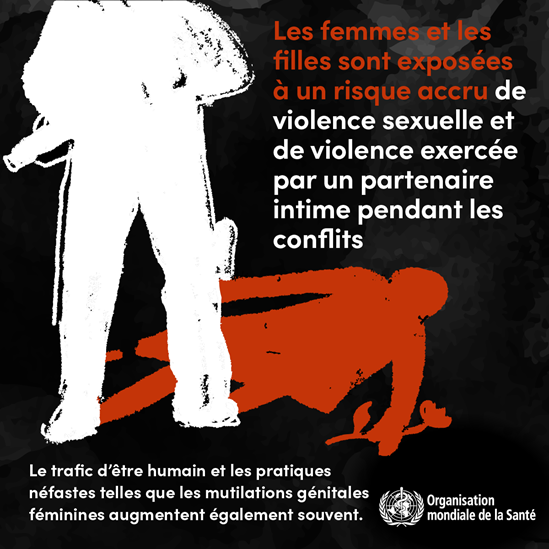 Les femmes et les filles sont exposées à un risque accru de violence sexuelle et de violence exercée par un partenaire intime pendant les conflits.