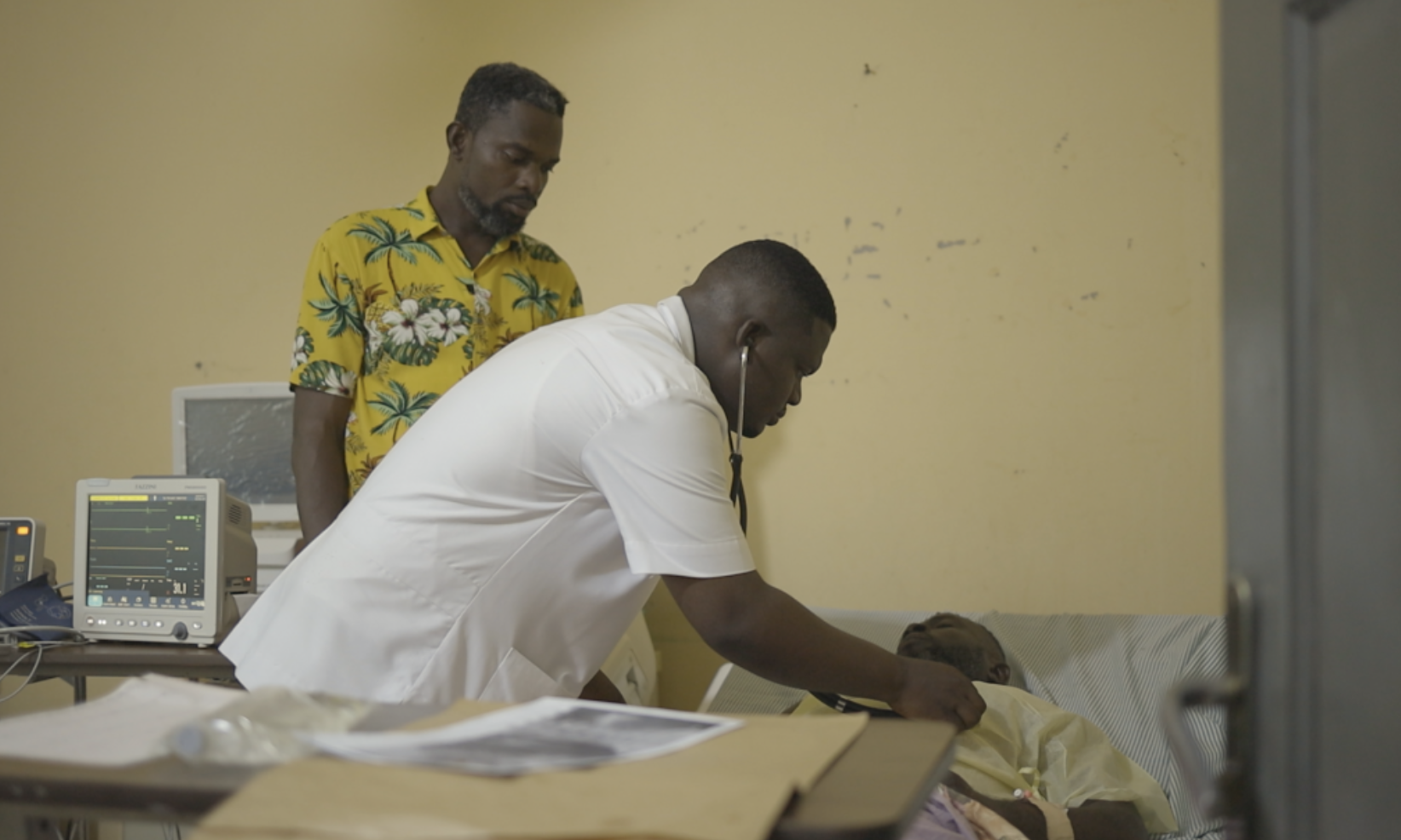 A patient receiving care