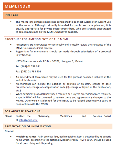 Malawi: Essential Medicines List (MEML) 2023 (English)