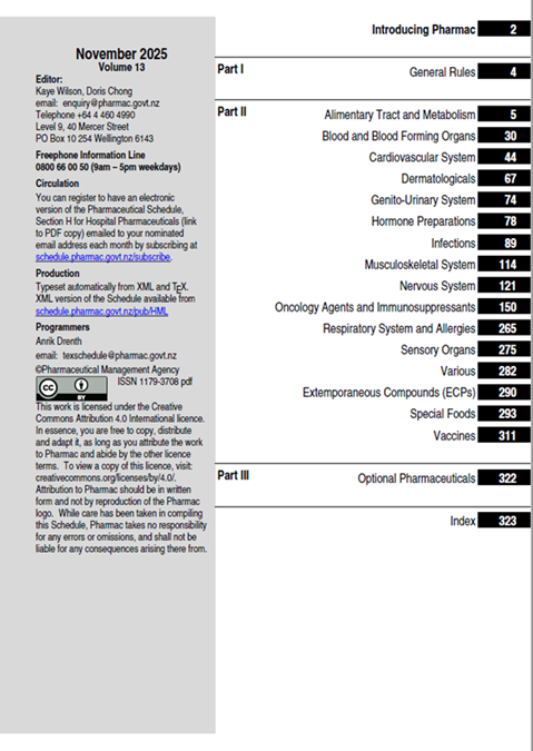New Zealand: Hospital Medicines Schedule 2025 (English)