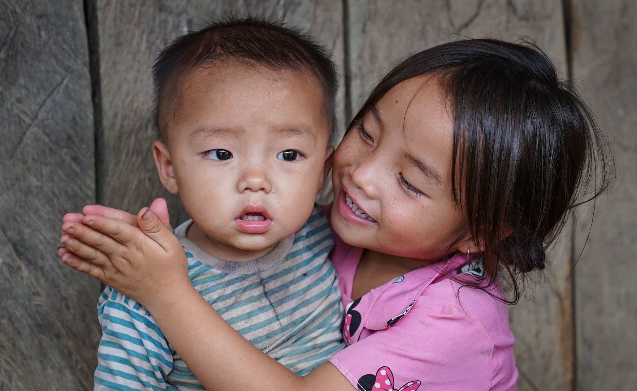 A little girl and a little boy