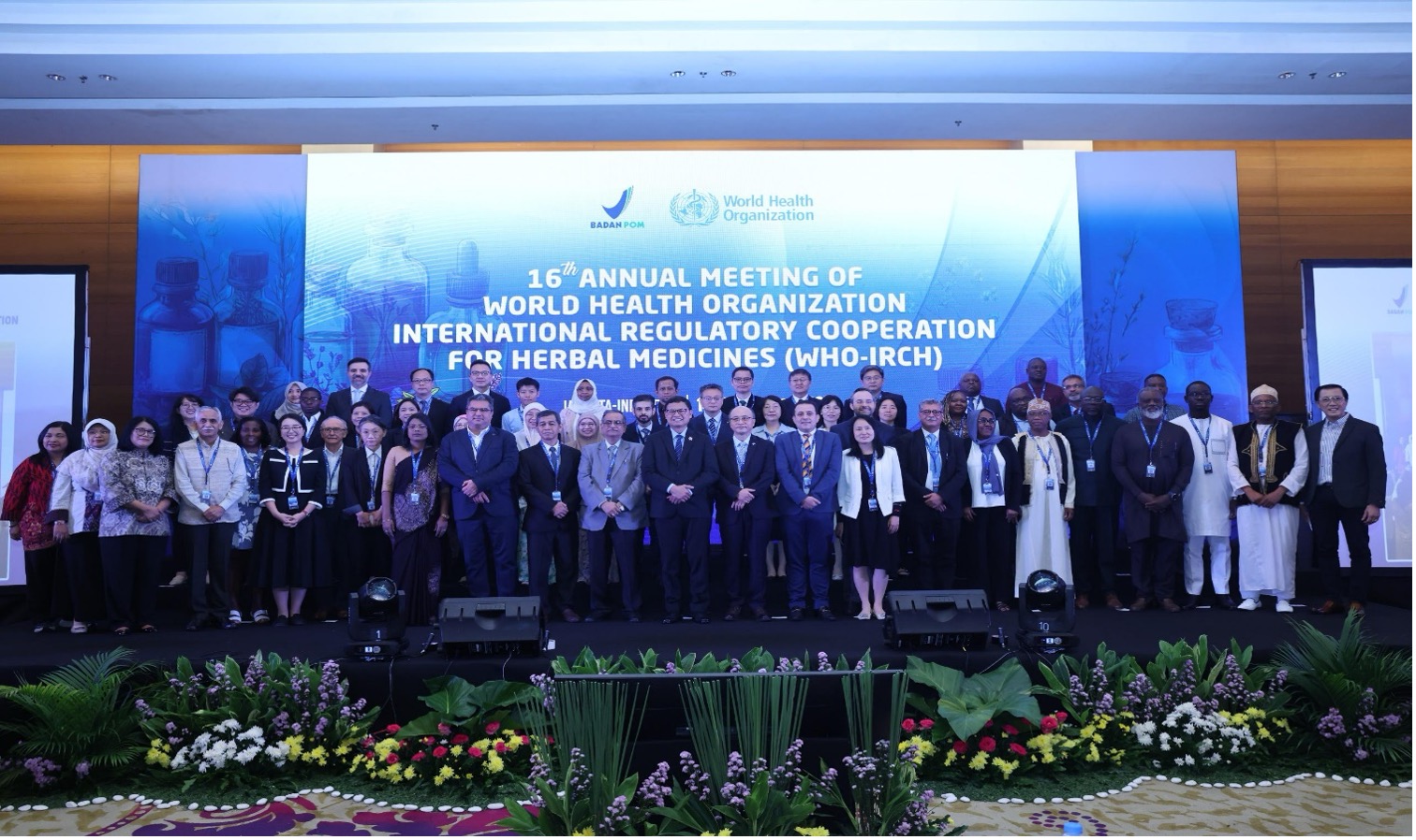 16 annual meeting irch group photo Group photo of attendees at the 16th Annual Meeting of the WHO International Regulatory Cooperation for Herbal Medicines in Jakarta, India, October 2025
