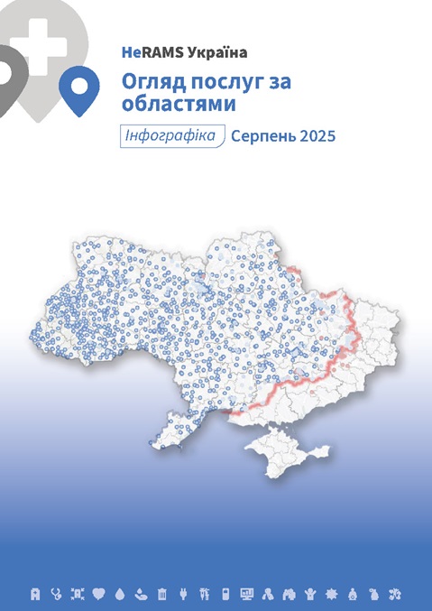 HeRAMS Ukraine health services across oblasts: Infographics August 2025 (Ukrainian version)