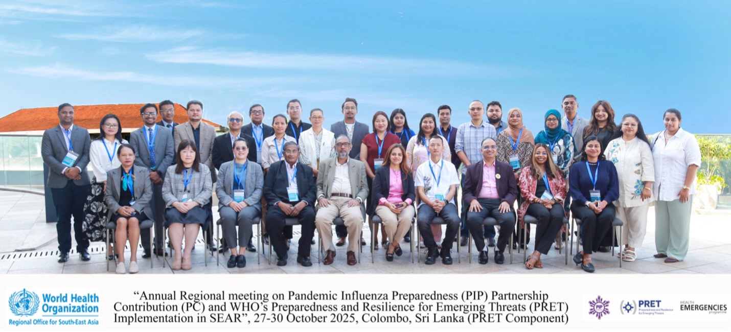 Participants of the consultative meeting on the draft South-East Asia Regional Roadmap on implementing PRET based Broad Respiratory Pathogen Pandemic Planning.