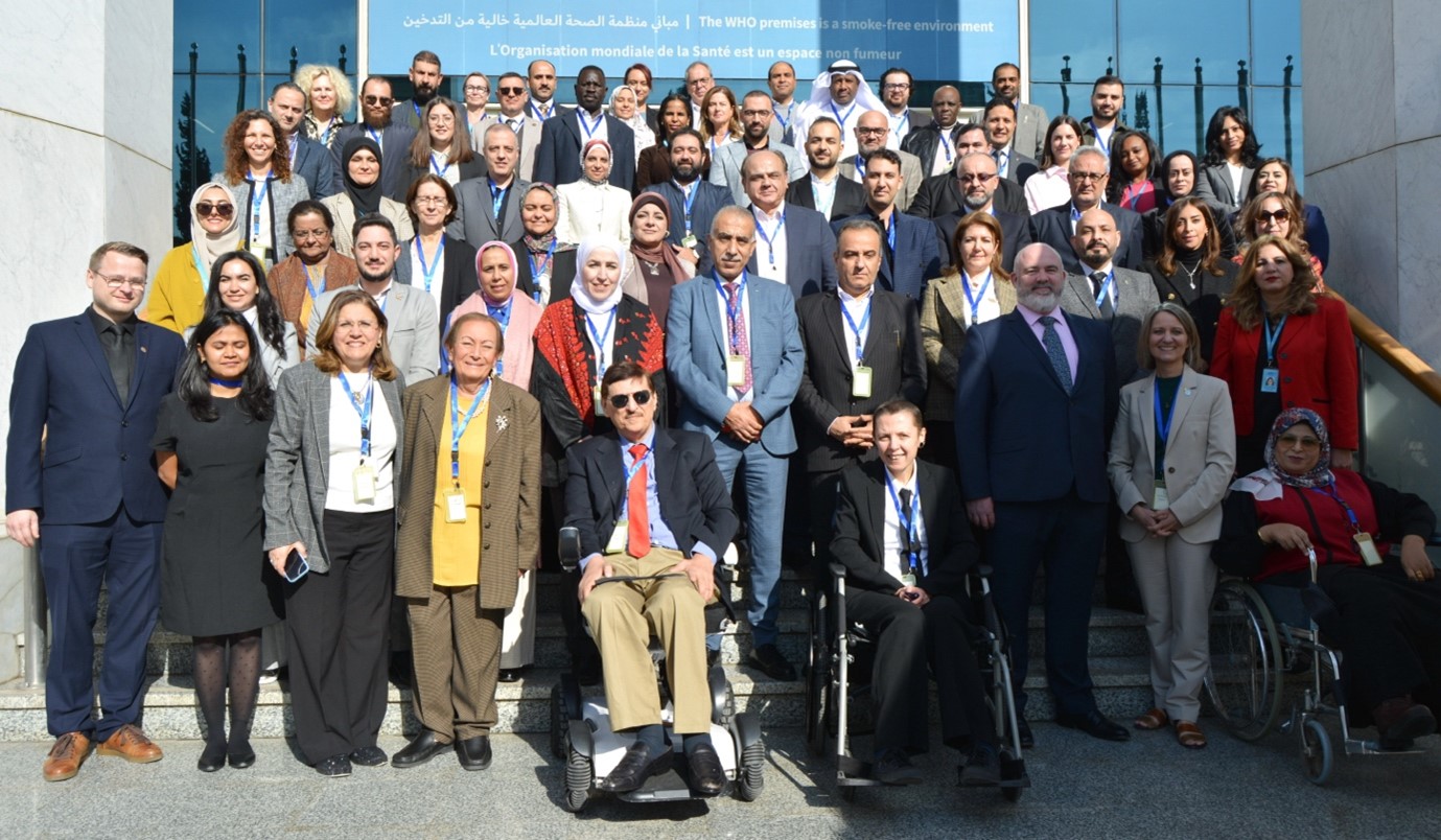Group photo from the WHO-UNICEF regional workshop on assistive technology, held 3–5 Dec 2024 in Cairo. Over 70 participants, including officials, researchers, and user representatives, joined discussions.