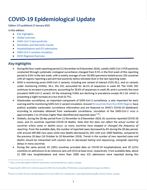 COVID-19 epidemiological update – 17 January 2025