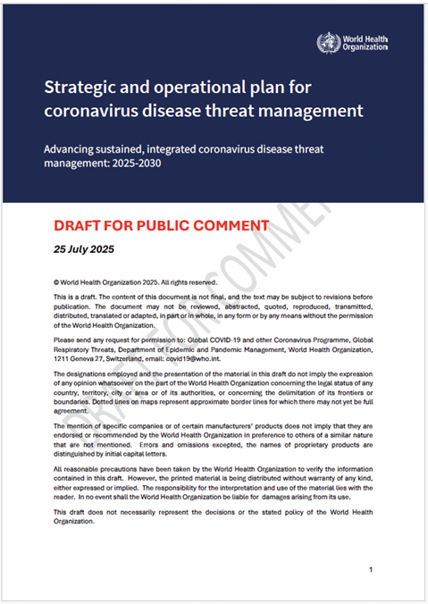 Strategic and operational plan for coronavirus disease threat management