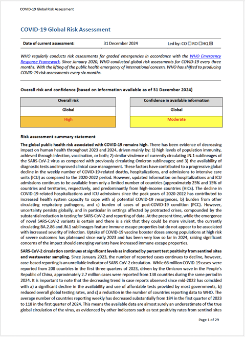 COVID-19 Global Risk Assessment