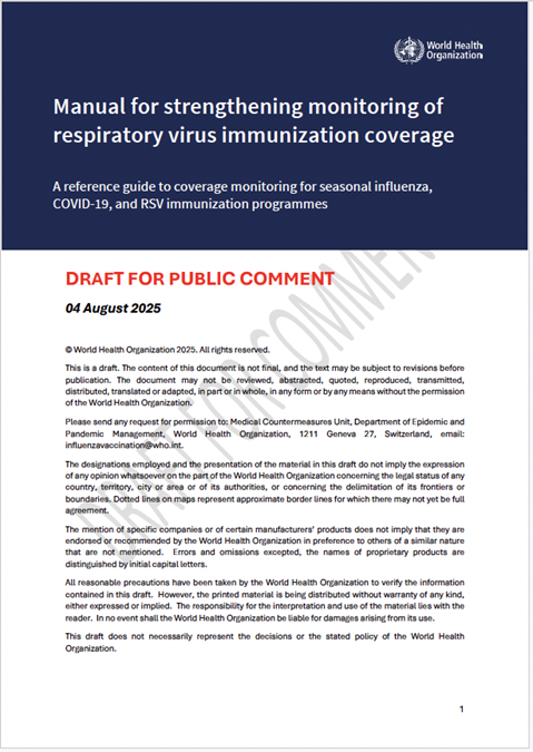 Manual for strengthening monitoring of respiratory virus immunization coverage - draft