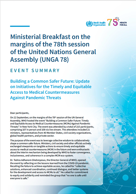 Ministerial breakfast on the margins of the 78th session of the United Nations General Assembly - meeting report