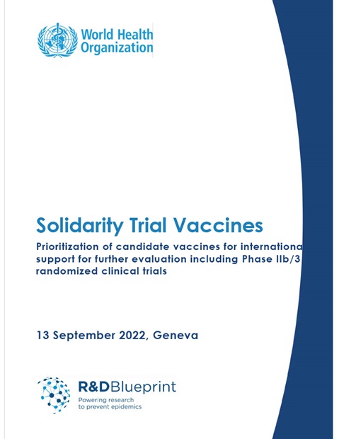Prioritization of candidate vaccines for international support for further evaluation including Phase IIb/3 randomized clinical trials