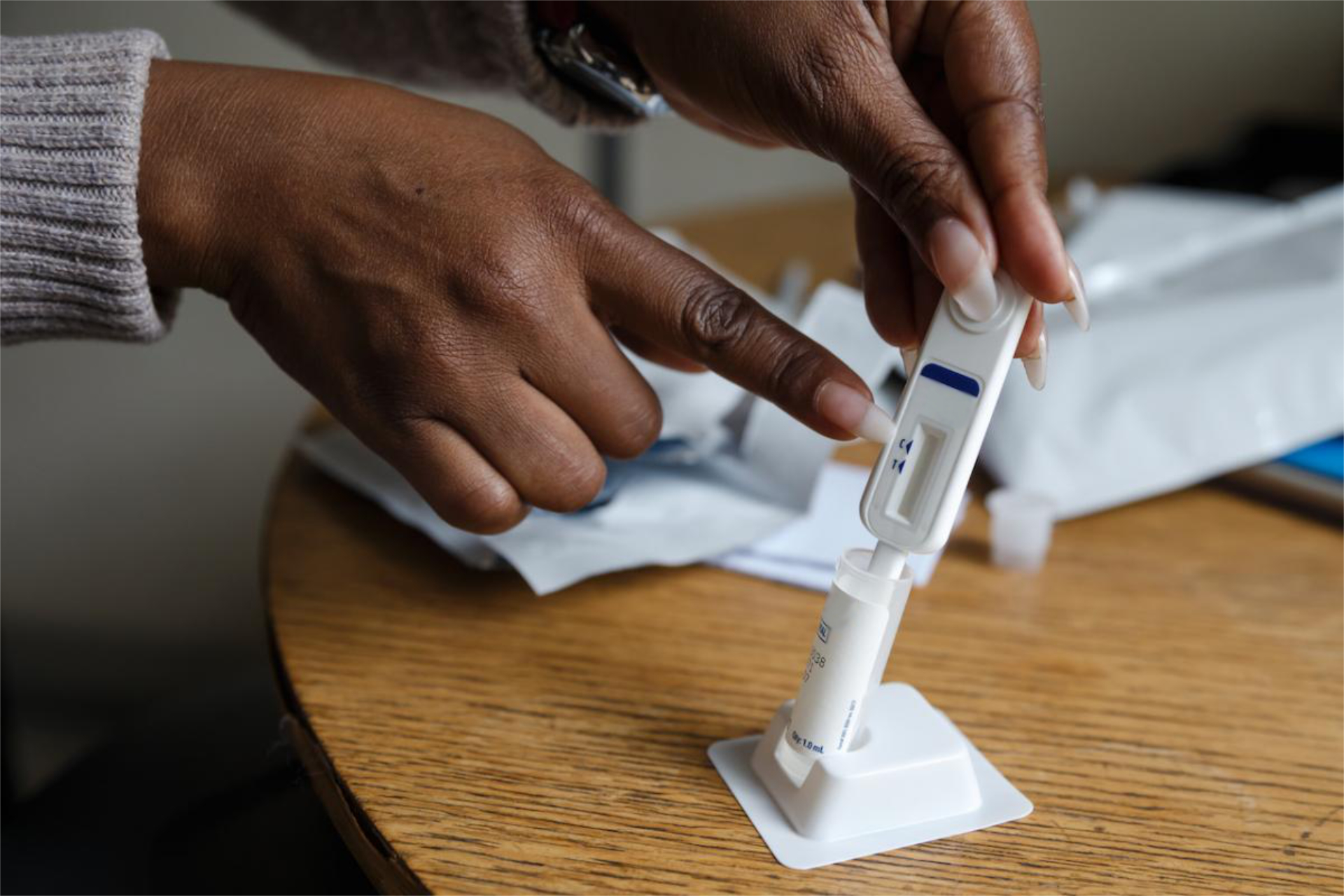 Close up of an HIV self-test