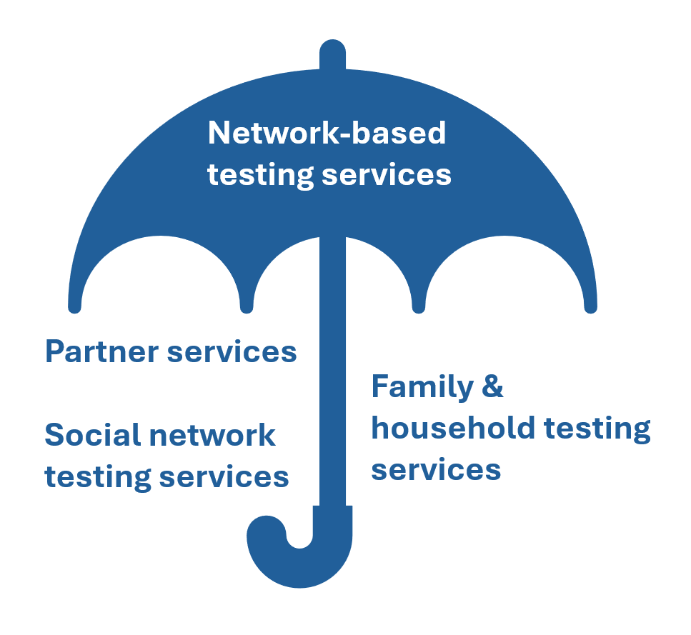 Network-based testing services umbrella illustration
