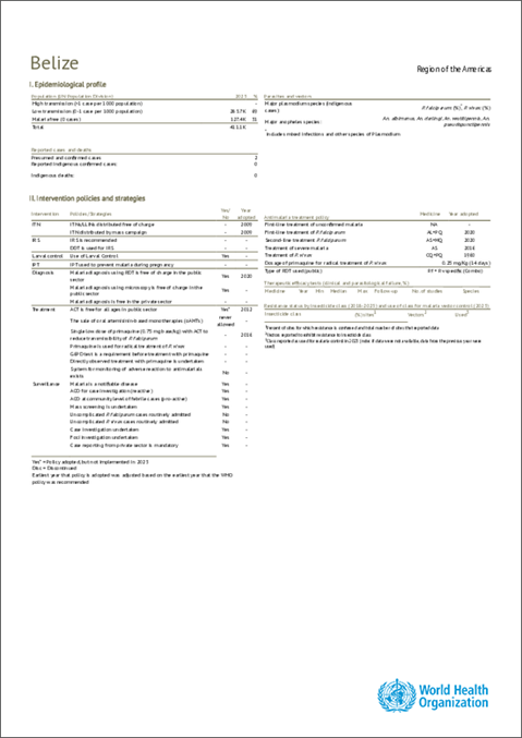 Malaria 2024 Belize country profile