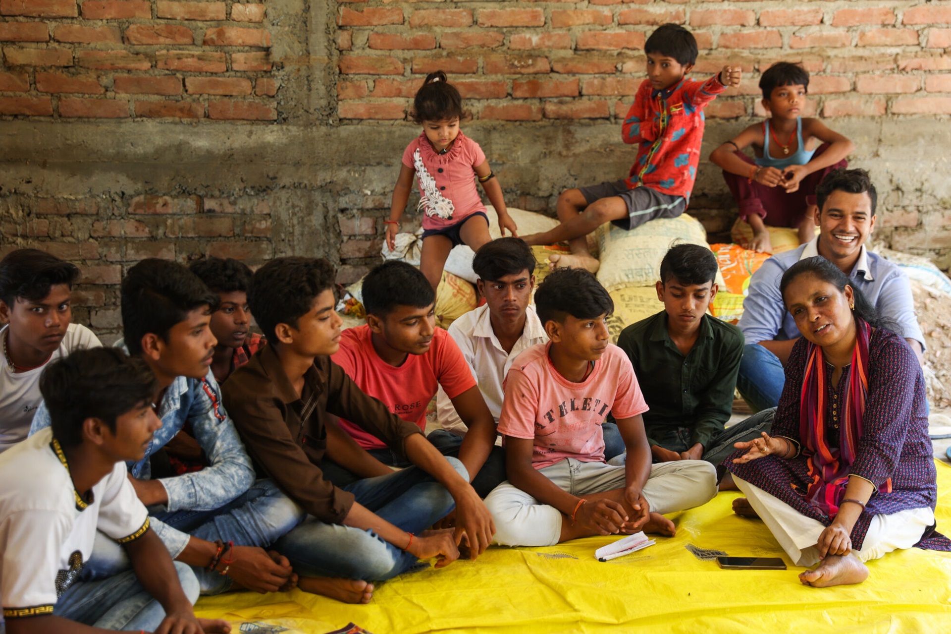 Adolescents attend a meeting in Barwari Village of Belsand Block.