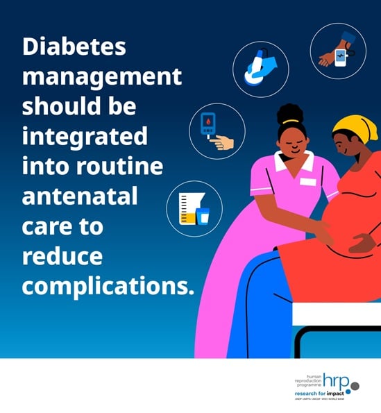 Diabetes management should be integrated into routine antenatal care to reduce complications.