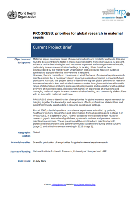PROGRESS: priorities for global research in maternal sepsis