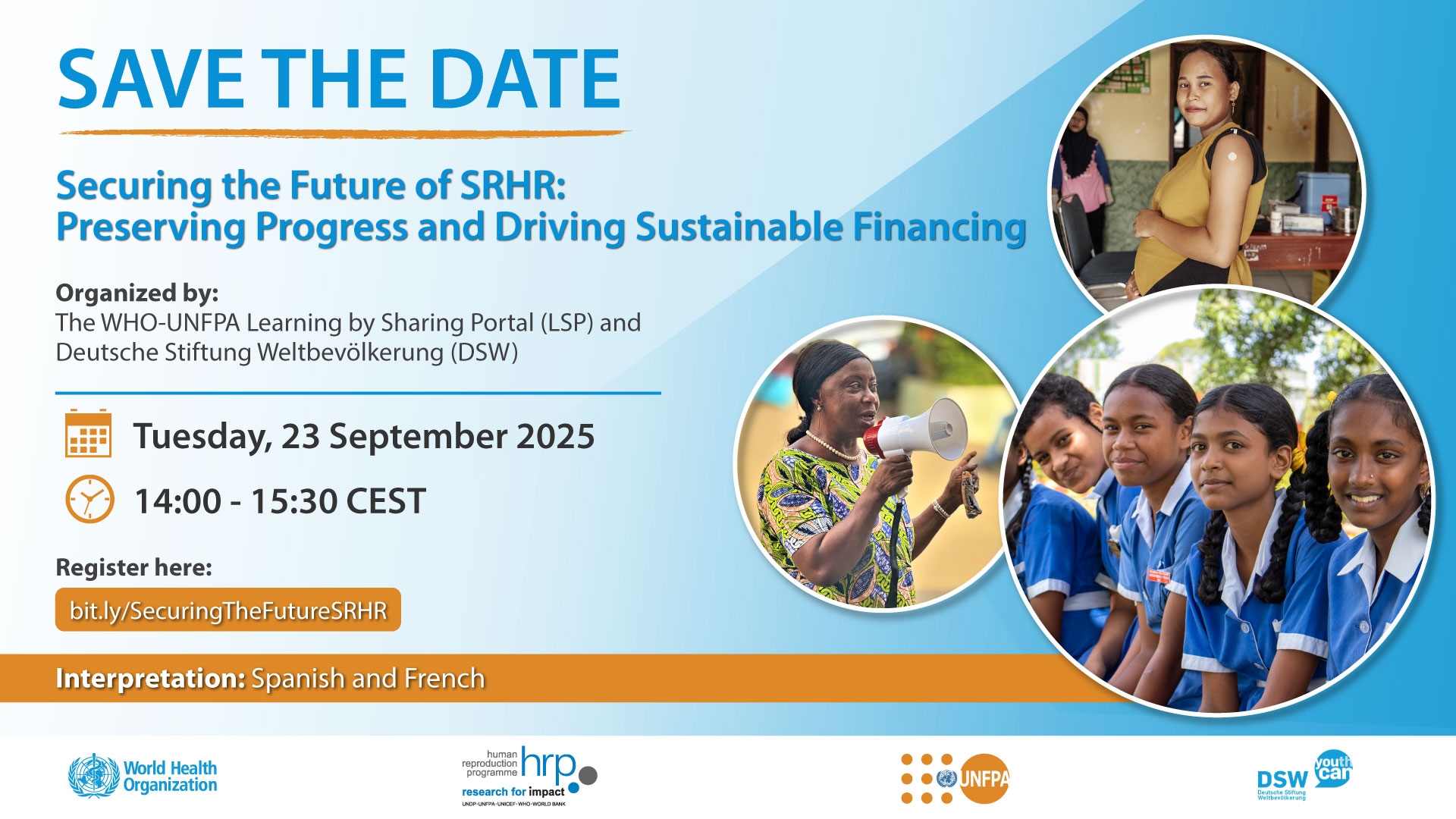 SAVE THE DATE: Securing the future of SRHR: preserving progress and driving sustainable financing