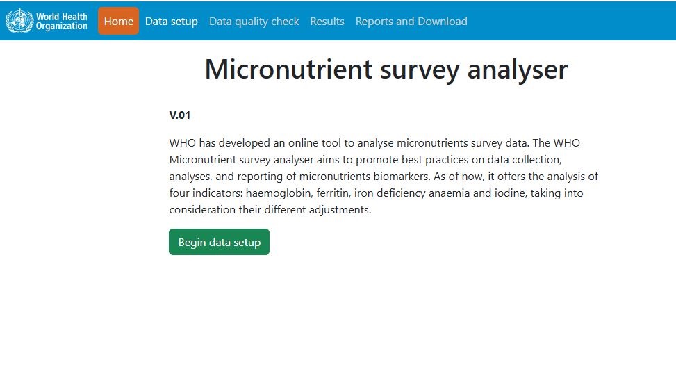 Micronutrient survey analyser screenshot