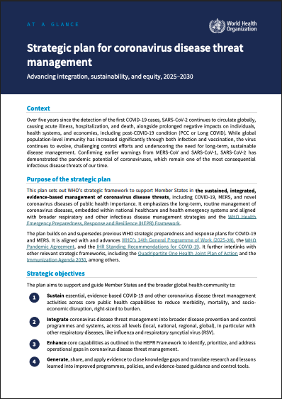 Strategic plan for coronavirus disease threat management: at a glance