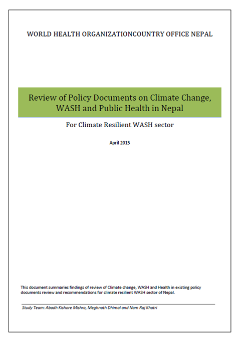 Review of Policy Documents on Climate Change, WASH and Public Health in Nepal