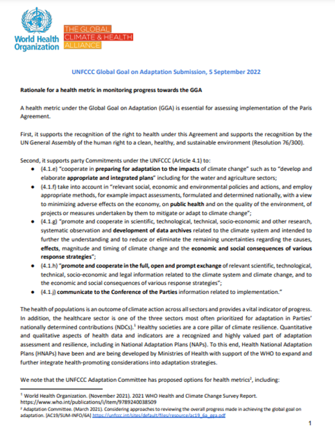 Health Community Joint Submission - 5 September 2022