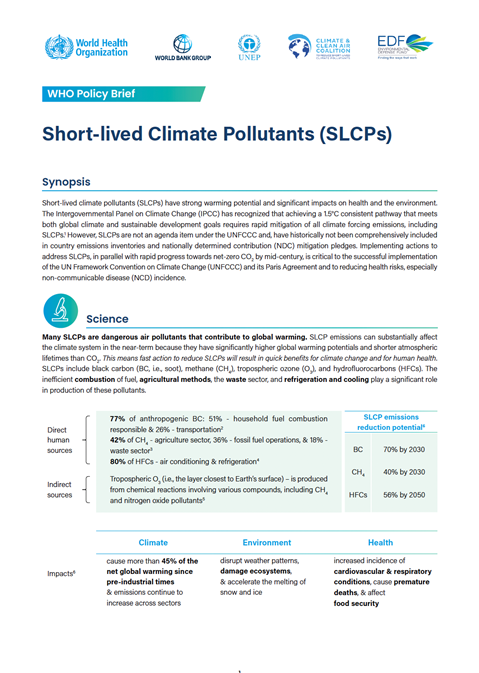 WHO Policy Brief: Short-lived Climate Pollutants (SLCPs)