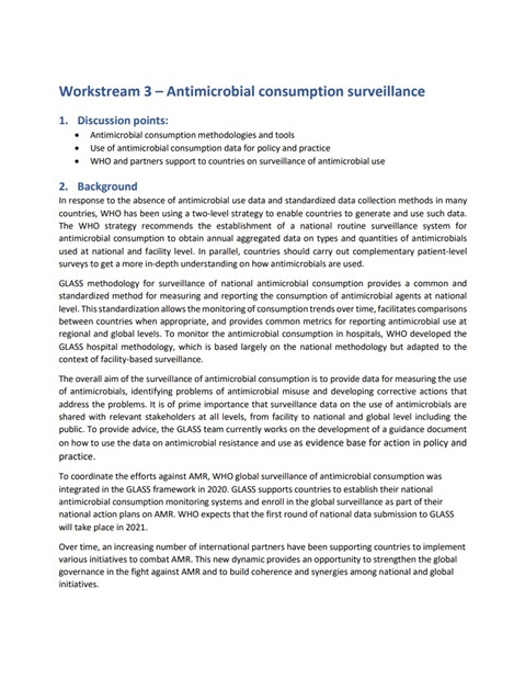 GLASS 2020 White paper – Workstream 3 – Antimicrobial consumption surveillance