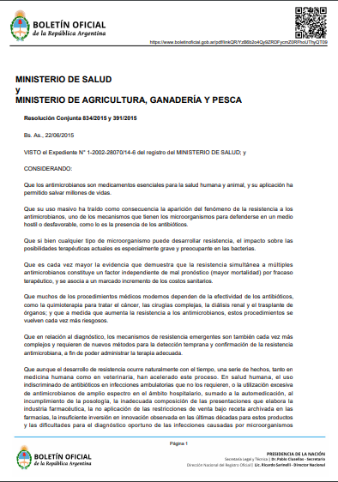 Argentina: Strategy for the control of antimicrobial resistance (Spanish)
