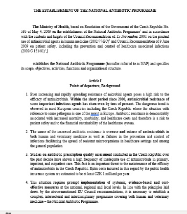 Czech Republic: National action plan on antimicrobial resistance