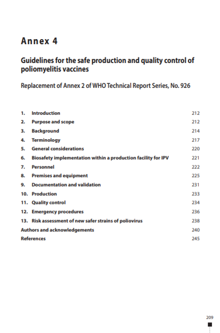 Guidelines for the safe production and quality control of poliomyelitis vaccines, Annex 4, TRS No 1016
