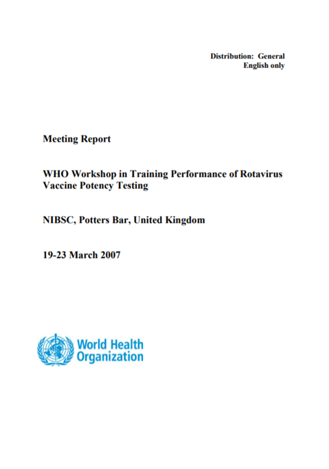 WHO workshop in Training Performance of Rotavirus Vaccine Potency Testing