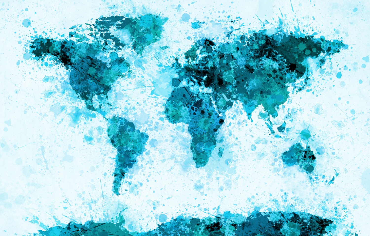 World Map Paint Splashes Blue by Michael Tompsett 1500 px 