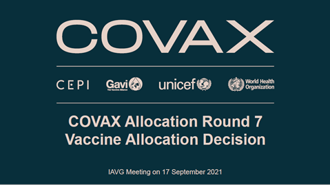Decision of the Independent Allocation of Vaccines Group on the allocation of COVAX Facility secured vaccines: 17 September 2021